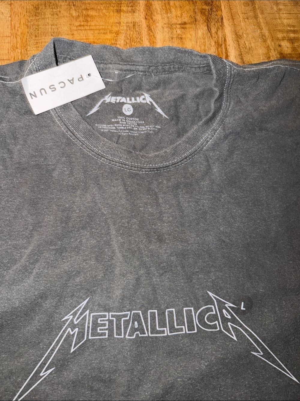 PacSun Men's Metallica Logo Tee in Washed Black - Picture 2 of 3
